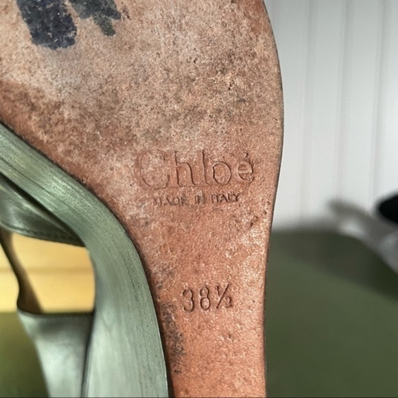 Chloe Stacked Heel Wedges w Peep Toes in Leather - Picture 11 of 13